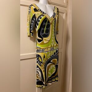 Vintage Emilio Pucci Green and Black half Sleeve Dress